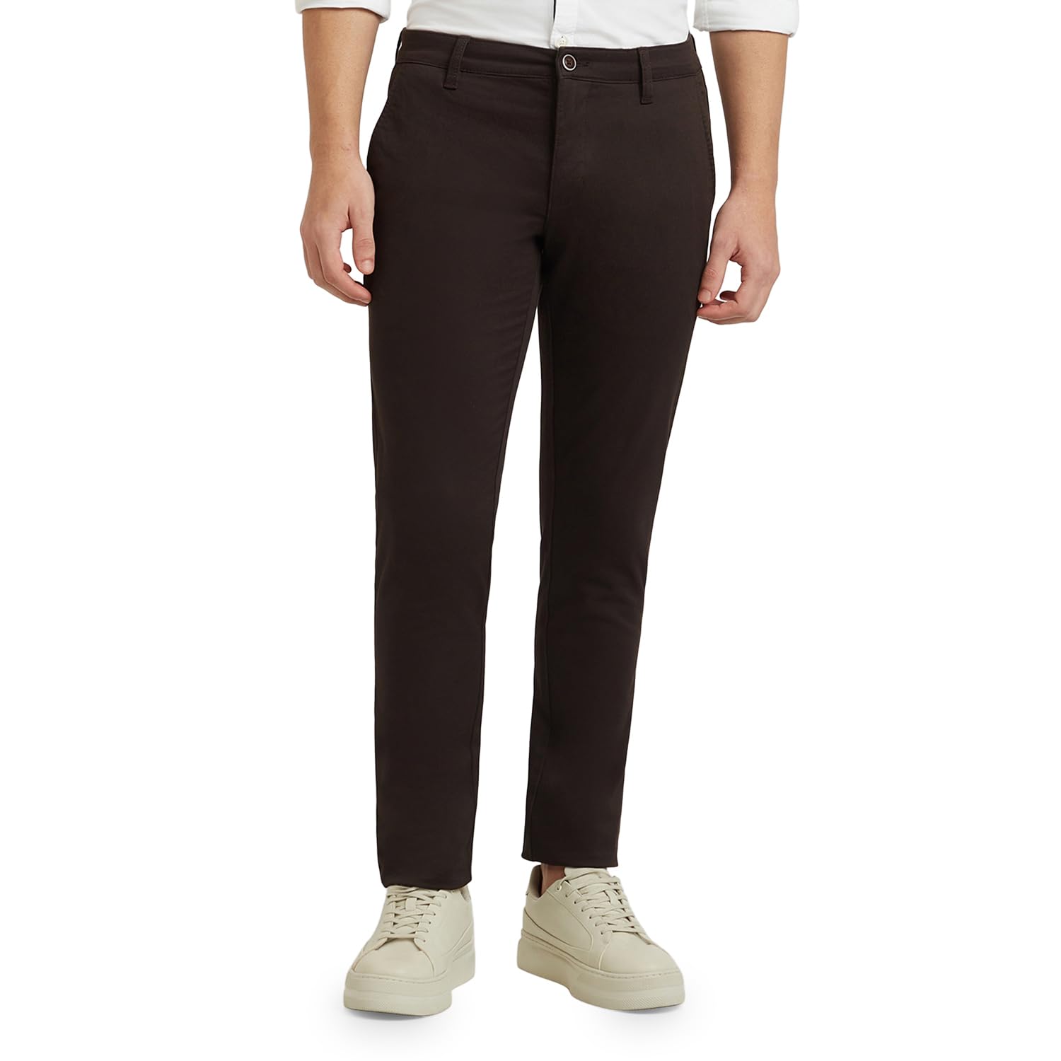 parx Men's Cotton Blend Solid Pattern Low Rise Tapered Fit Flat Front Casual Trouser-picture-34