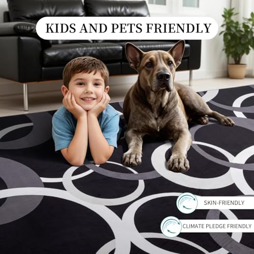 Tapete decorativo moderno 4x6 ft con círculos concéntricos miniatura 5