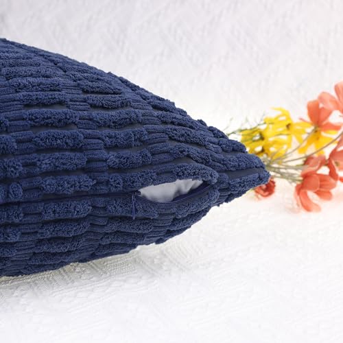 Fundas de cojín de pana azul oscuro Uxcell de 45x45 cm para el sofá de casa 4