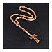 BGDRR Holzperlen Kreuz Anhänger Halskette for Frauen-Mann-katholischen Christen Religiösen Jesus Rosenkranz Schmuck Geschenk Stran (Color : A)
