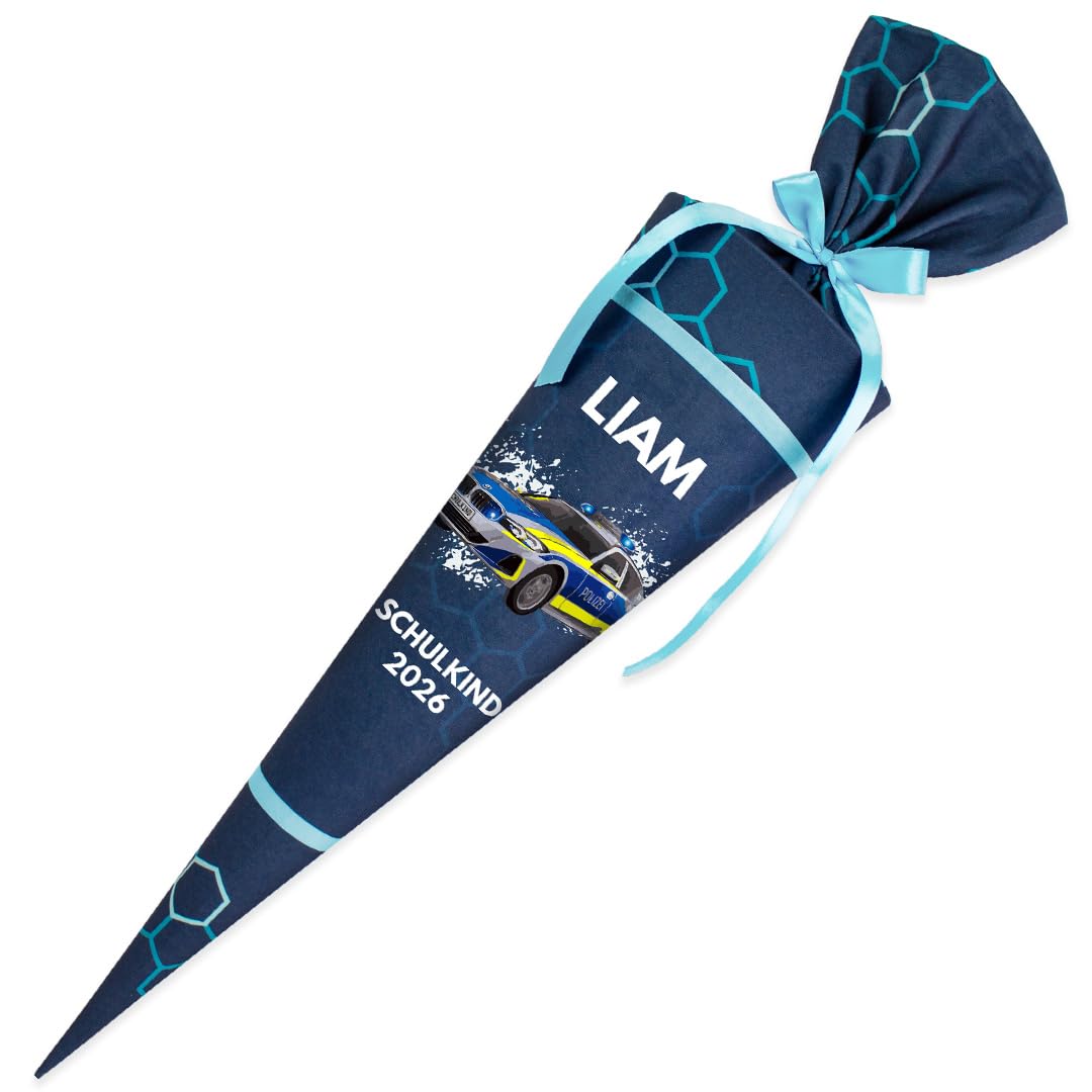Schultüte aus Stoff Kuschel Velvet 85 cm personalisierbar Polizei Jungs