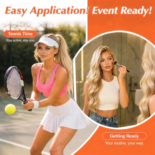 Image of Sunny Hair Clip in Hair Extensions Real Human Hair Blonde Highlight 14inch | Remy Hair for Women Golden Blonde Highlights Light Blonde Everyday Hair Volume for Work & Special Occasions 85g
