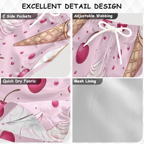 Boys Beach Board Shorts Icecream Cherry Sweet Swim Trunk Teen Swimwear 8-16Y3