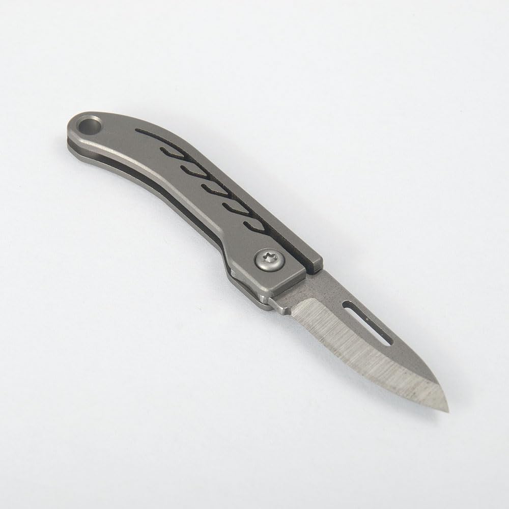 Mini coltello tascabile pieghevole, coltello EDC piccolo pacchetto, lama in acciaio inox da 1,1 pollici, manico in titanio, ultra compatto e leggero