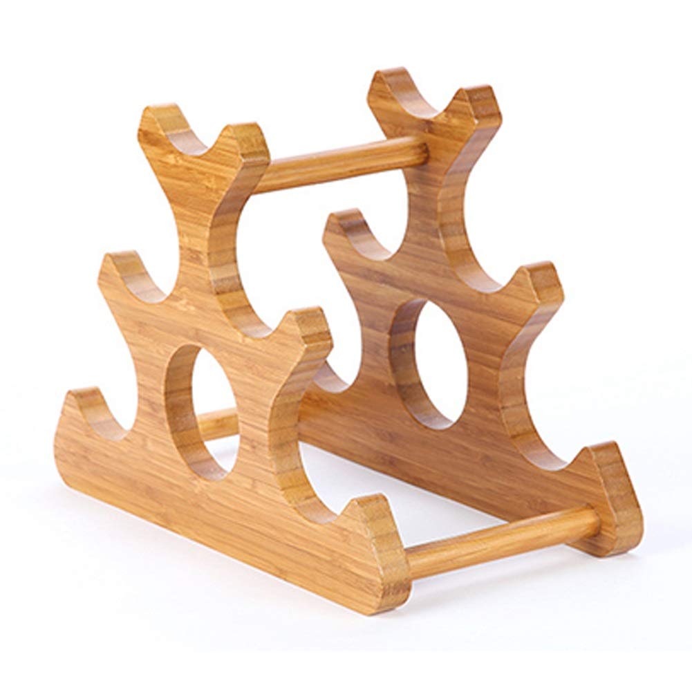 Étagère en bois pour 6 bouteilles et rangement de cuisine à 3 étages
