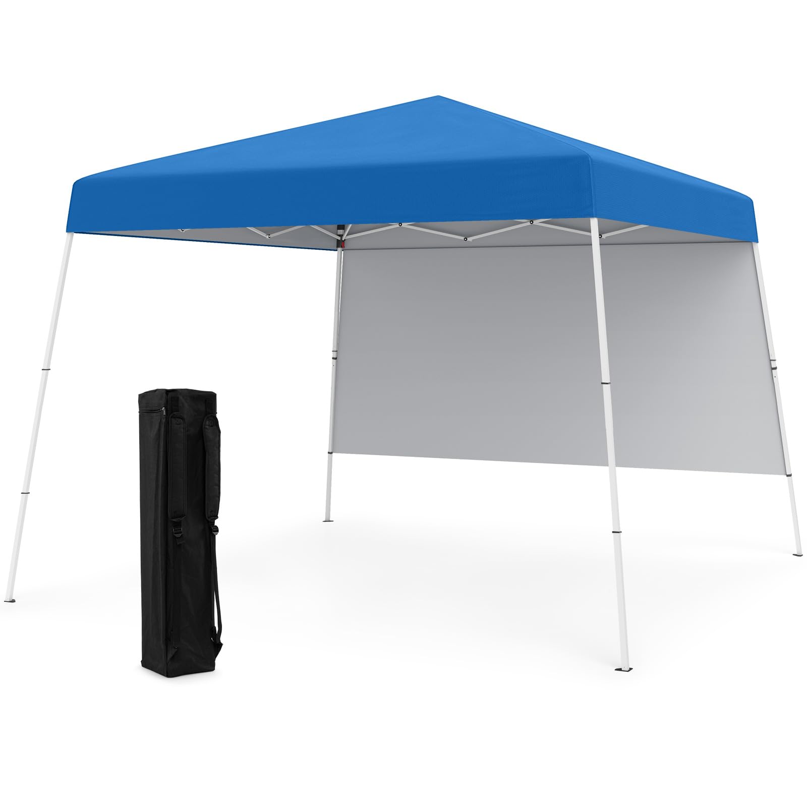 COSTWAY Carpa Plegable 3x3m, Pop up, cenadores para Jardin con 1 Pared Lateral, Bolsa de Transporte, Protección Solar, Pergolas de Jardin Exterior Camping, Playa (Azul)