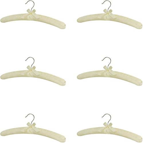 Miniatura 1 de 6 perchas acolchadas de satén liso marfil de 15 pulgadas de largo para vestido, lencería nupcial