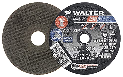 Walter 11L313 Performance Cutting/Grinding Wheel Pack Of 25, 3In Abrasive Wheel #TOP29