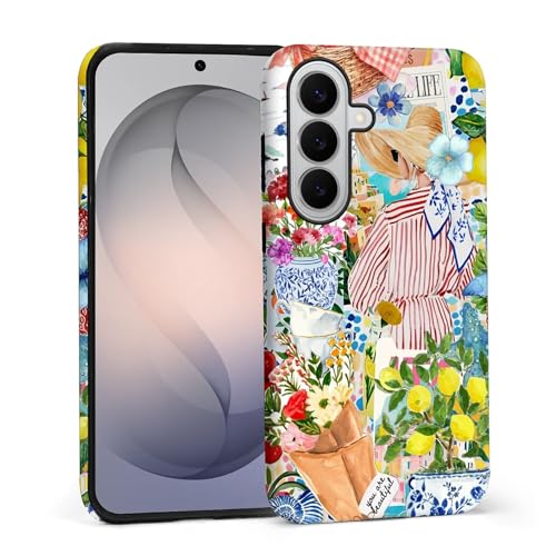 Akinmi Samsung Galaxy S26+ Plus�p�P�[�X�A�▭�ȃp�^�[���̃_�u���ی�d�b�J�o�[�P�[�X �\�t�g�V���R�� Samsung Galaxy S26+ Plus�p-���[���b�p�̉Ă̊C�݂̉Ԃ̃R���[�W��