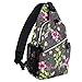 MOSISO Brusttasche Sling Rucksack Schultertasche, Polyester Crossbody Umhängetasche Sporttasche Kompatibel Herren Damen Mädchen Jungen Reise Daypack, Space Grau Basis Blume