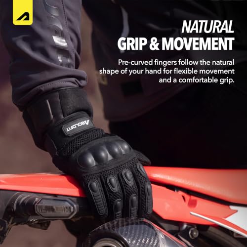 Image of Boldfit Riding Gloves for Bikers Touch Screen Breathable Glove for Men & Women Knuckle Protection Hand Gloves for Bike Riding Motorcycle Racing, Cycling, Sports & Bike Accessories (Black)