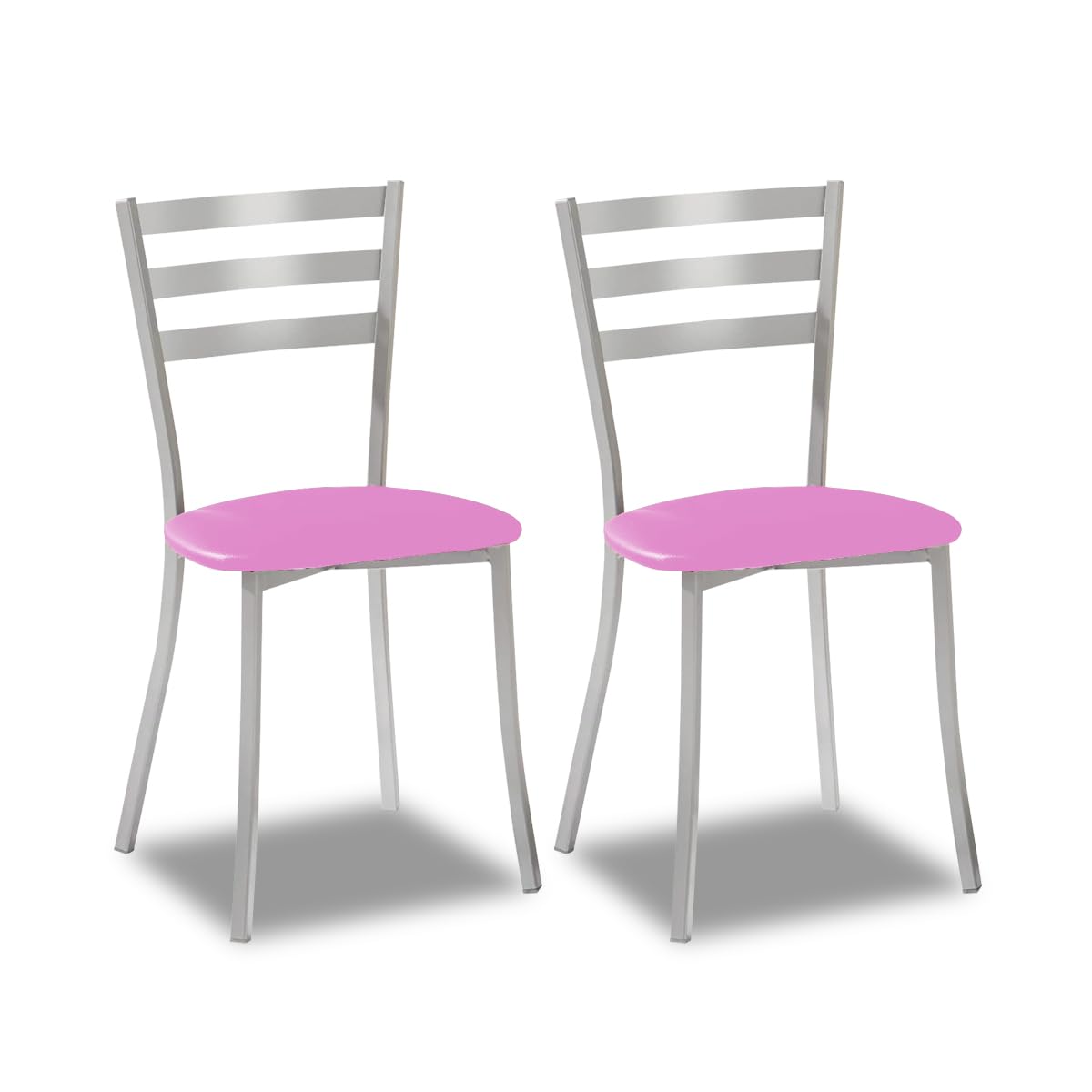 ASTIMESA SCALMRS Due sedie da Cucina, Metallo Similpelle Alluminio, Rosa, Altura de asiento 45 CMS