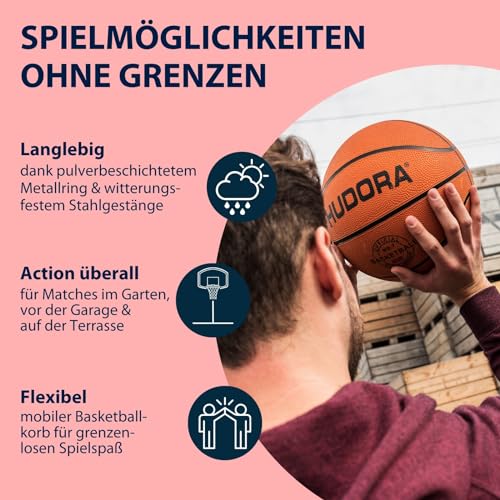 HUDORA Start Basketballständer 205 - Höhenverstellbarer Basketballkorb von 165-205 cm - Mobile Korbanalage mit Ständer für Kinder &… – Ansicht 4