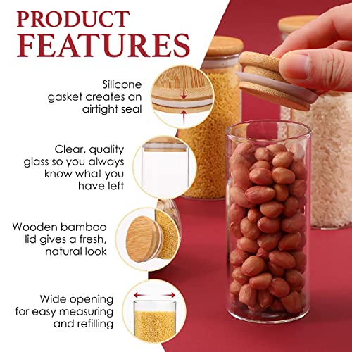 Houseables Glass Spice Jars With Bamboo Lids, Airtight Seasoning Containers, 24 Pack, 4Oz, Clear Lidded Storage, 2.7” X 3”, Food Canister Sets For Kitchen Counter, Cabinet, Pantry Organization, Jar #TOP2
