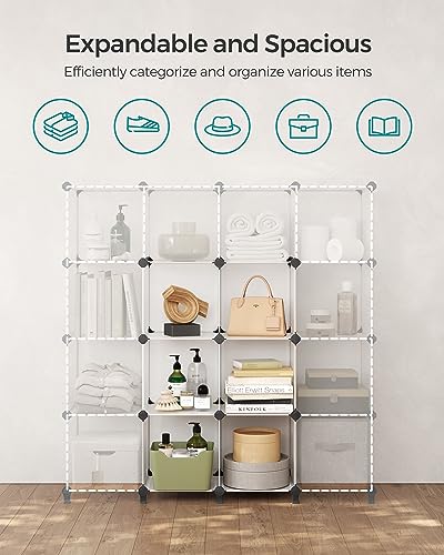 Image of SONGMICS 6 Cube Storage Organizer, DIY Closet Shelf, Plastic Clothes Organizer, Modular Bookcase, 11.8 x 11.8 x 11.8 Inch Cubes, with Feet and Rubber Mallet, White ULPC06W | DIY Closet Organizers and Storage, with Feet and Rubber Mallet, White, ULPC06W