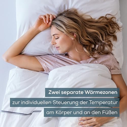 Beurer UB 90 Komfort Wärme-Unterbett, anschmiegsame Wärmebettunterlage mit zwei Temperaturzonen und je 9 Temperaturstufen, mit Rückschaltautomatik und Eco-Control, 150 x 80 cm, maschinenwaschbar