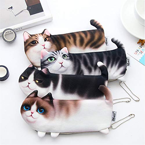 4 pcs Bolso de lápiz,AZX, Lápiz Estuche Soporte Bolso con Dibujo de Gato,Bolsa de Almacenamiento