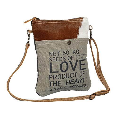 Seeds of Love Upcycled Canvas and Hair-On Cowhide Leather Crossbody Bag Small4