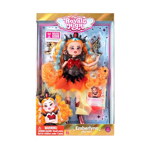 Image of Royale High 9 inch Fashion Doll - Emberlynn the Fire Fairy, Series 2 - Fairy Journal, Comb, and Virtual Item Code Included - Ages 5+