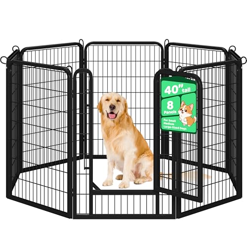 Yaheetech Dog Playpen, 40 inch 8 Panels Dog Pen for Indoor Heavy Duty Puppy Exercise Pen Metal Pet Fence for RV Camping/Yard/Garden