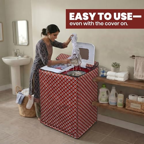Image of DREAM CARE Waterproof & Dustproof Washing Machine Cover Top Load & Semi Automatic Suitable for 6 kg, 6.2 kg, 6.5 kg (80 x 86 x 51 cms)
