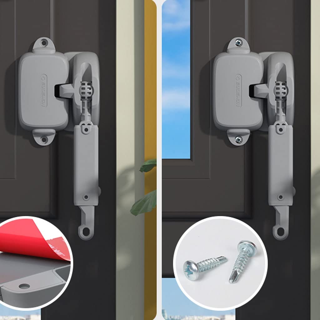 Restrictor de bloqueo de ventana seguro para niños, 2 unidades, estilo mosquetón, bloqueo de seguridad resistente al viento para ventanas correderas, ideal para niños y mascotas, protección segura del