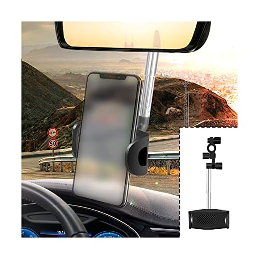zipelo Car Phone Holder, 360° Rotatable Automobile Rearview Mirror Cell Phone Bracket, Retractable Universal Phone GPS Mount, Anti-Shake Handsfree Stand Compatible with iPhone Android (Black)