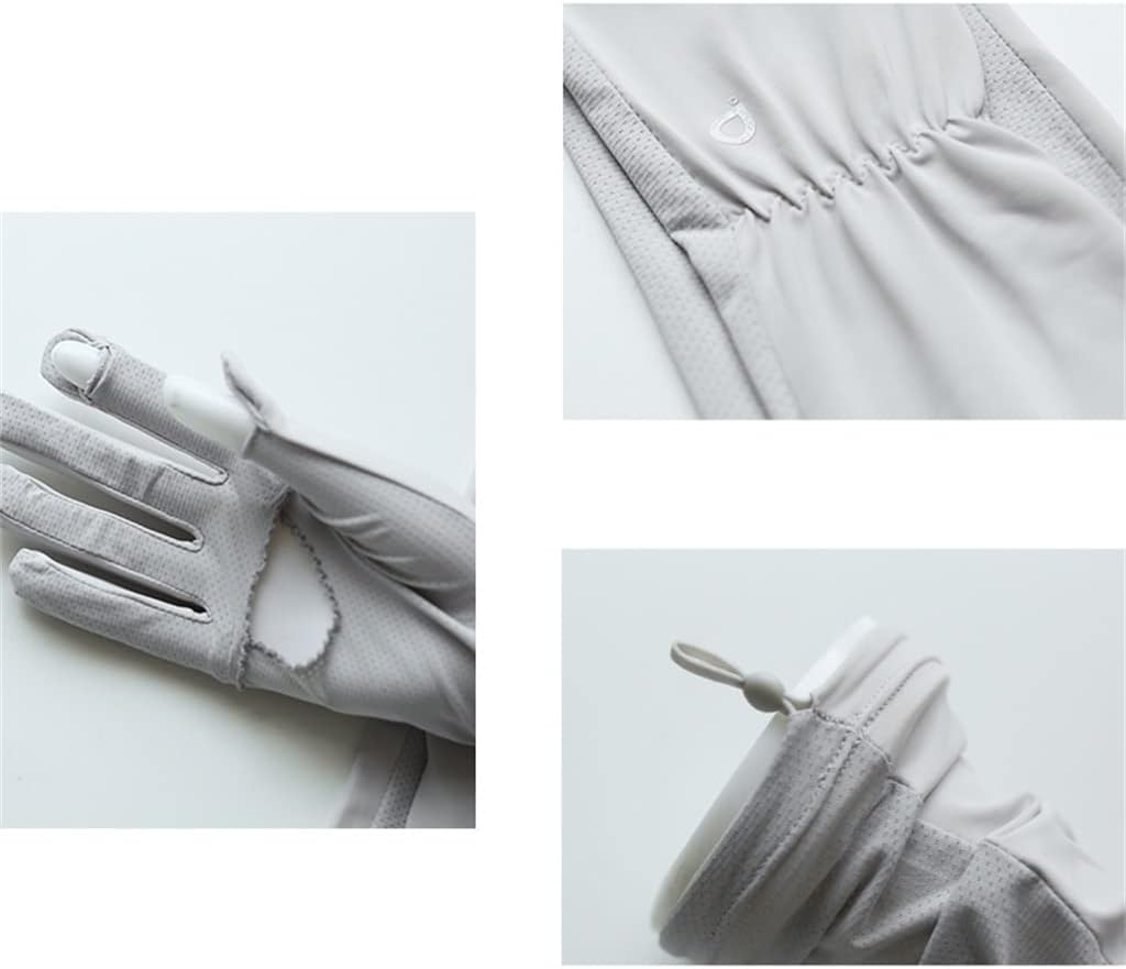 HBJWOV Exposed Two-finger Sleeves Female Driving Ice Silk Long Gloves Arm Arm Thin(E)