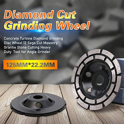 flintronic Diamond Grinding Cup Wheel, Universal 125mm Double Turbo Row for Concrete, Granite, Natural Stone, Masonry