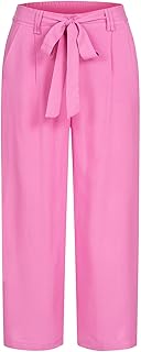 ONLY Damen Cropped Viskose Hose mit weitem Bein & Bindegürtel