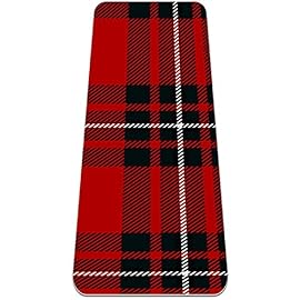 Siebzeh Scottish Black Red Plaid Tartan Pattern Premium Thick Yoga Mat Eco Friendly Rubber Health&Fitness Non Slip Mat for All Types of Exercise Yoga and Pilates (72″ x 24″ x 6mm)