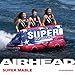 Airhead Super Mable Towable Tube for Boating, 1-3 Rider Inflatable Boat Tube for Water Tubing, Heavy Duty Full Nylon Cover, EVA Foam Pads, Dual Tow Point, Patented Speed Safety Valve, Stars & Stripe
