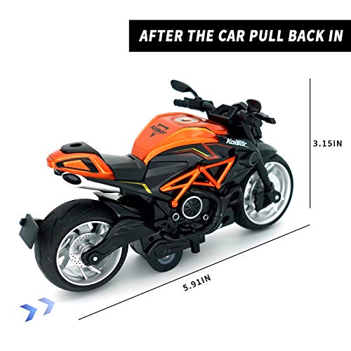 Kids Toy Motorcycle - 1:12 Scale Motorcycle Toy with Sound and Light,Motorcycle Toys for Boys Age 3-12 (Orange)