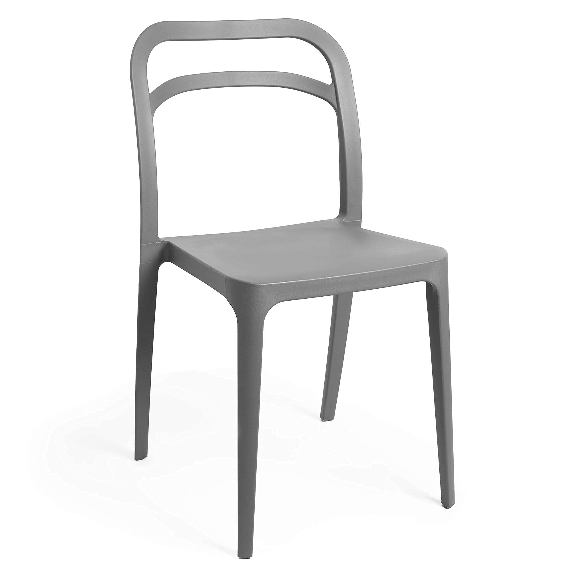 VonHaus Grey Dining Chairs Set of 4 Plastic Indoor or Outdoor Dining