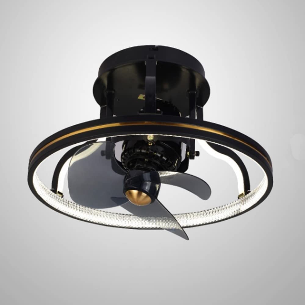 Lustre en métal noir de style ferme avec ventilateur de plafond semi-encastré