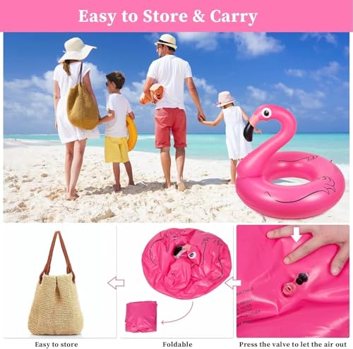 Image of Swim Ring for Kids Inflatable Swimming Pool Tube for 1-5 Years Baby Girl Boys Inflatable Swimming Safety Tube (Small Flamingo)