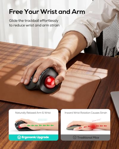 Image of Nulea M514 Wireless Trackball Mouse - Reduce Wrist Strain with Ergonomic Vertical Design - Precision Thumb Control, Quiet Clicks, 3-Device Bluetooth & USB, Rechargeable for PC /Mac