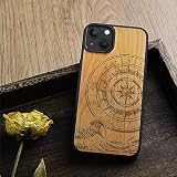 Carveit Etui magnetyczne z drewna do iPhone 15 Plus - litego drewna i miękkiego TPU w kolorze czarnym - obudowa ochronna odporna na wstrząsy - unikalne drewniane etui - kompatybilne z MagSafe (Wave