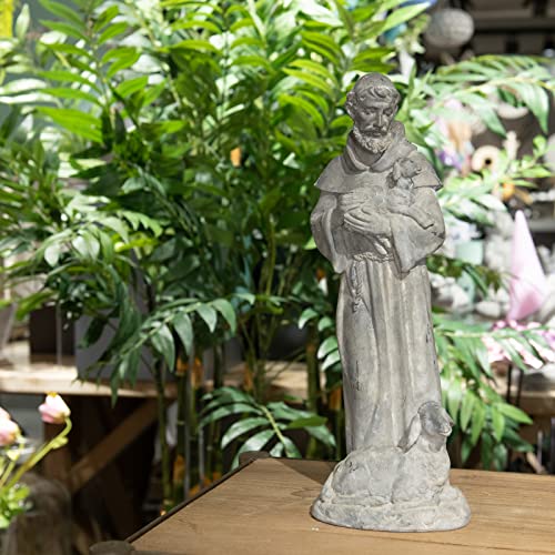 Newman House Studio Vintage St Francis Garden Statue - 15.2 Inch Resin Patron Of Animal Figurine Saint Francis Sculpture With Sheep For Garden Decor #TOP7