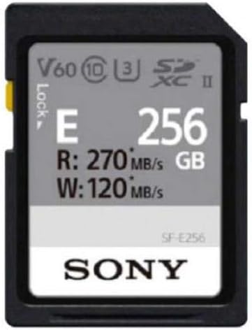 Sony Tarjeta SDXC UHS-II serie E 256GB, V60, CL10, U3, Max R270MBS, W120MBS (SF-E256T1), negro, pequeña