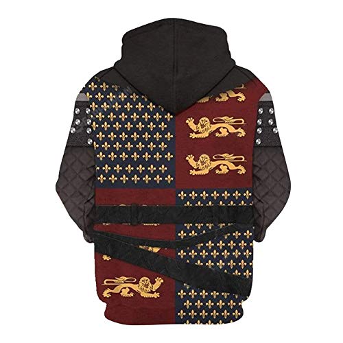 Image of Uyecos Historical Hoodie Revolutionary War Uniform Top | Historical Figure Print, Military Uniform Print, for Historical Reenactment, Halloween Cosplay
