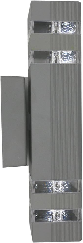 14W(2x7W) Warm White LED Outdoor Up/Down Light Bulb-Replaceable Lamp Gray Finish