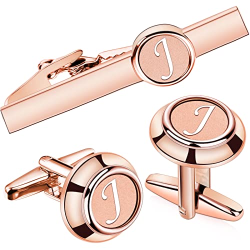 Set de prendedor de corbata e mancuernas iniciales AMITER para hombre miniatura 1