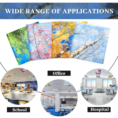 Image of ROCEEI Pack of 4 Fluorescent Light Covers for Ceiling Lights, 4 x 2 Ft, Magnetic Light Covers for Classroom Office Home School Ceiling Decor(Season)