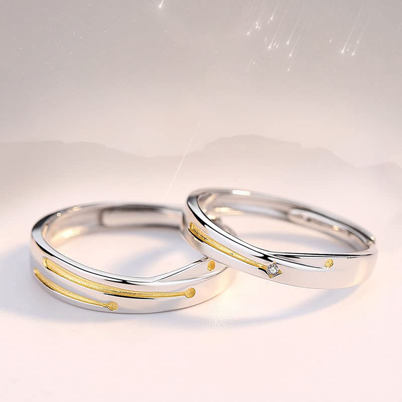 Couple Anneaux Argent 925 : Bagues Planet Falling de promesse