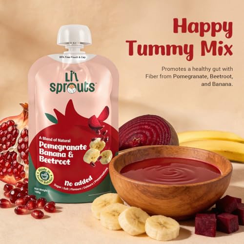 Image of Li'l Sprouts FruGies Veggie Lover Combo Pack | Baby Food Puree | 4 Flavours | 6 Months+| Ready-to-Eat | Infant Travel Food | Pack of 8, 100g each | All Natural, No Salt, No Sugar and No Preservatives | Packed with Nutrients | Ready-to-Eat