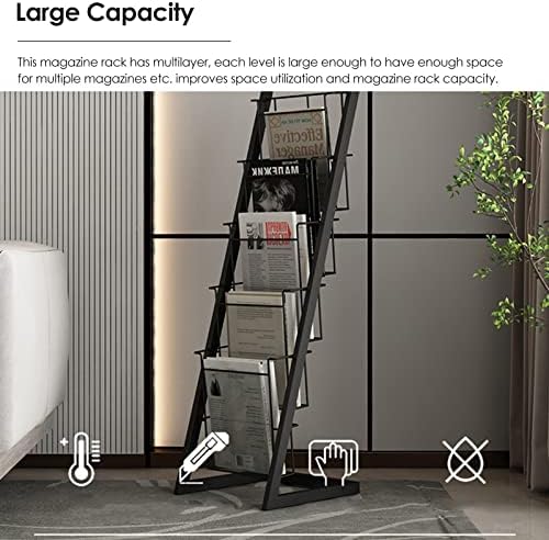 Metal Vertical Magazine Rack & Brochure Holder - Elegant Office Organizer for Newspapers, Literature Display, Perfect for Trade Show & Exhibition Storage Solutions