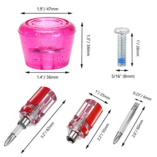 Tobwolf 1 Pair Pu Roller Skate Toe Stoppers With 8Mm (5/16") Bolt & Screw Driver, 82A Roller Quad Skate Toe Stops, Double-Row Roller Skating Brake Jam Plugs - Hot Pink #TOP6