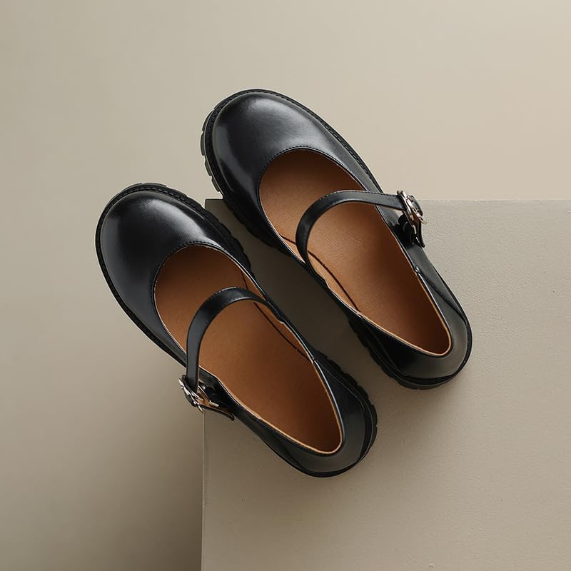 Elbslutt Women's Mary Janes Shoes Cute Round Closed Toe Flats Platform Low Heel Chunky Pumps Oxford Dress Shoes Gothic Ankle Buckle Strap Cosplay Uniform Party School Work Shoes3