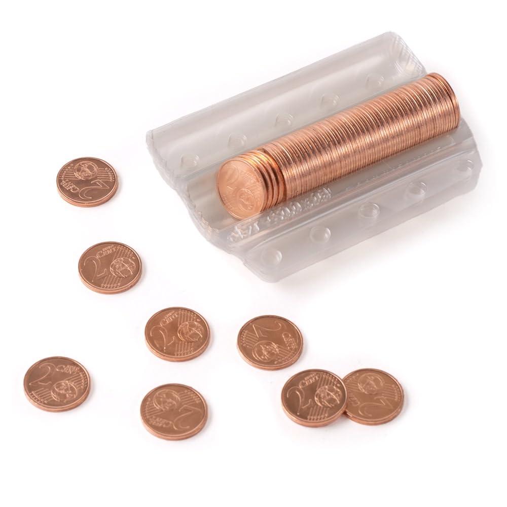 Blister Monedas. Pack 160 y Pack de 100 Unidades por Moneda, Contador de Monedas, Clasificador de Monedas, Organizador de Monedas, Funda de Monedas, Céntimos y Euros. (2 CENT, PACK 100)